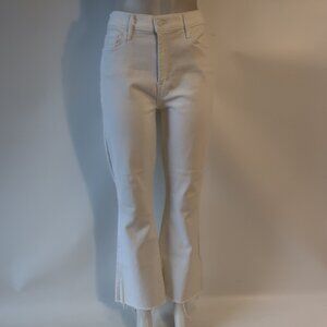 MOTHER Cream Flare Wide-Leg Jeans